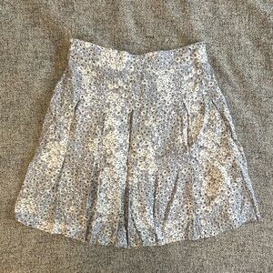 Sim & Sam Pleated Floral Skirt in Blue Ditz